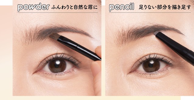参考イメージ Powder ふんわりと自然な眉に Pencil 足りない部分を描き足す