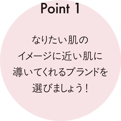 Point 1 なりたい肌のイメージに近い肌に導いてくれるブランドを選びましょう！