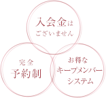 入会金はございません 完全予約制 お得なキープメンバーシステム