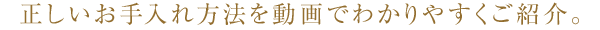 正しいお手入れ方法を動画でわかりやすくご紹介。